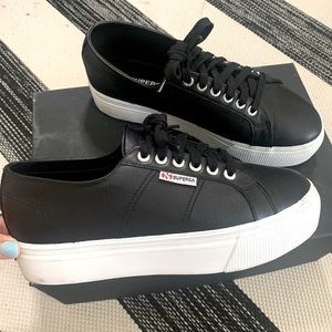 SUPERGA NAPPA LEATHER PLATFORM SNEAKERS